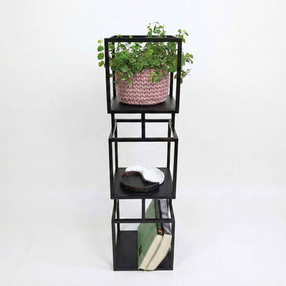 Juodo metalo knygų lentyna BOKŠTAS-1 su atviromis lentynomis