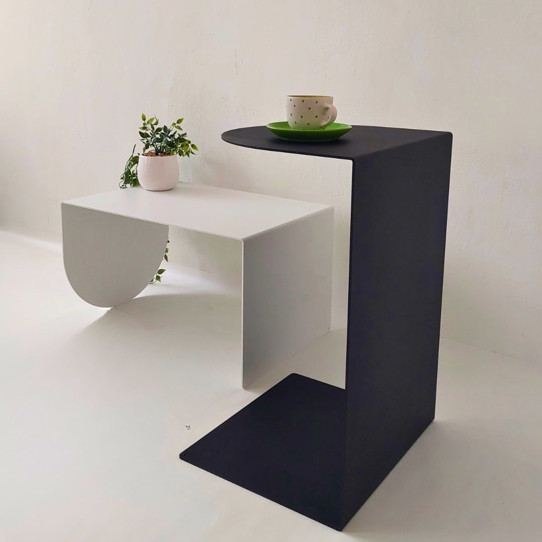 minimalistinis, metalinis, modernus šoninis kavos staliukas - staliukai 2in1
